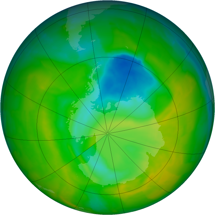 Antarctic ozone map for 16 November 2012